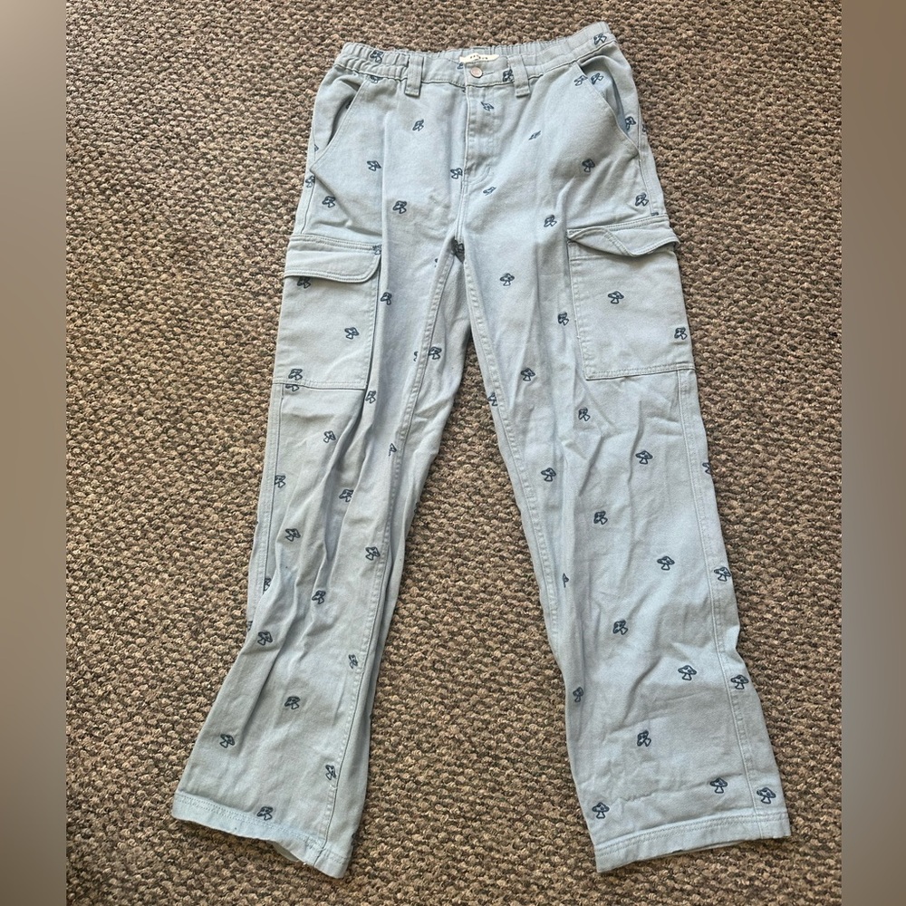 PacSun Light Blue Denim Jacket with Skull Embroidery